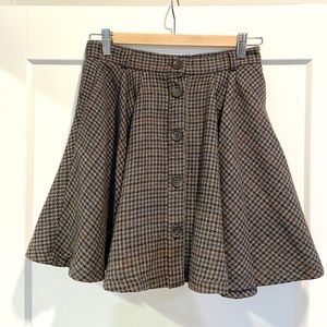 Wool button front detail A-line skirt
